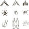 Icons for camping, hand drawing, black lines on a white background