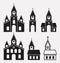 Icons of church buildings, vector