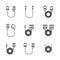 Icons of cord and cable with plugs of thin lines, vector illustration.