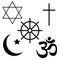 Icons denoting different religious symbols. Vector Illustration