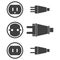 Icons of electrical plugs and sockets three types. Vector on a transparent background