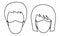 Icons of faces of man and woman in medical protection mask. Isolated. Mask regime, concepts of coronavirus, disease, quarantine,