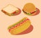 icons fast food isometric