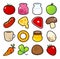 Icons with food meals.