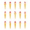 Icons golden torch with flame isolated vector set