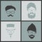 Icons hairstyles beard and mustache hipster