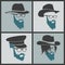 Icons hairstyles beard and mustache hipster full