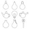 icons of household products in the form of light bulb