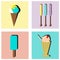 Icons of ice cream, milk shake and rock candy