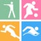 Icons icons silhouettes of people actively involved in sports