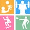 Icons icons silhouettes of people actively involved in sports