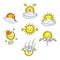 Icons with the image of the sun in different weather conditions