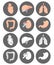 Icons with internal organs in rounds.