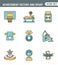 Icons line set premium quality of achiement victory sport icon champion first place. Modern pictogram collection flat design style