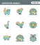 Icons line set premium quality of agriculture animals barn farming animal farm icon . Modern pictogram collection flat design