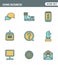 Icons line set premium quality of doing business using technology and communication. Modern pictogram collection flat design style