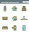 Icons line set premium quality of hotel service amenities, rent house facilities. Modern pictogram collection flat design style