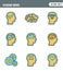 Icons line set premium quality of human mind process, brain features and emotions. Modern pictogram collection flat design style