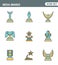 Icons line set premium quality of media awards champion prize business reward elements. Modern pictogram collection flat design