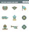 Icons line set premium quality of military awards and army winner emblem trophy medallion. Modern pictogram collection flat design