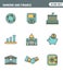 Icons line set premium quality of money making, banking and financial services. Modern pictogram collection flat design style