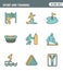 Icons line set premium quality of outdoor sports training, various athletic activity Modern pictogram collection flat design style