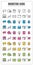 icons marketing thin line color black blue pink Yellow green vector Symbols signs object design on white background
