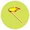 Icons match with flame crossed in a circle in a flat style. Vector image on a round colored background. Element of