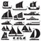 Icons motor and sailing yachts for travel and fishing.