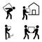 Icons movers carrying for paper design. Courier service delivery. Vector illustration. stock image.