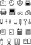 Icons for office, black and white, contour, vector illustration