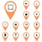 Icons orange, callout, map / Vector icon set instrument/ Icon voltmeter,