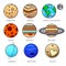 Icons planet of solar system, vector illustration