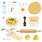 Icons of products for cooking spaghetti