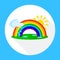 Icons rainbow with clouds,