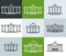 Icons, school, educational institution, municipality, administration, city hall. Set