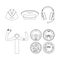 Icons set of aviation. Outline drawing. Aircraft command objects