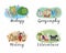 Icons set of educational disciplines. Biology, Geography, History, Literature for the school