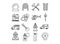 Icons set of firefighter and fire department, Simple Outline Pictogram Pack