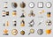 Icons set in flat style. Twenty four different objects on gray background. Vector design elements for you business projects