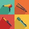 Icons set of hair styling tools icons