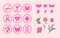 Icons set for health. breast cancer theme