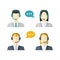 Icons set Male and female call center avatars in a flat style