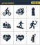 Icons set premium quality of active sports love sportsman vector icon. Modern pictogram collection flat design style