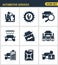 Icons set premium quality of automotive services transportation technician system. Modern pictogram collection flat