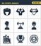 Icons set premium quality of big sports awards championship champ winner cup sport victory. Modern pictogram collection