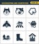 Icons set premium quality of housekeeping and countryside industry agronomy agriculture. Modern pictogram collection flat design