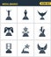 Icons set premium quality of media awards champion prize business reward elements. Modern pictogram collection flat design style