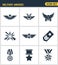 Icons set premium quality military awards star medal winner prize victorysymbol. Modern pictogram collection flat design