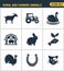 Icons set premium quality of rural and farming animals agricultural nature industry. Modern pictogram collection flat design style